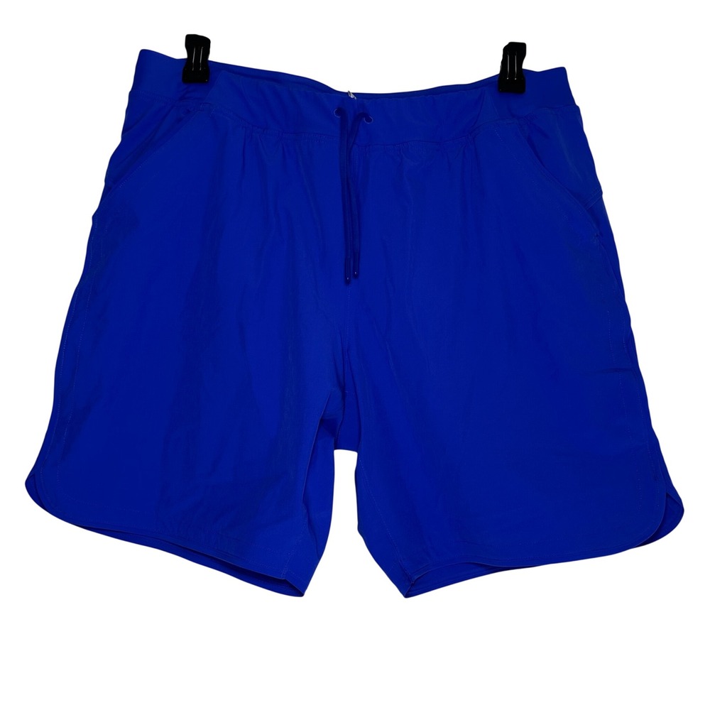 Lands End Womens Royal Blue Swim Board Shorts Pockets Drawstring 16P Petite